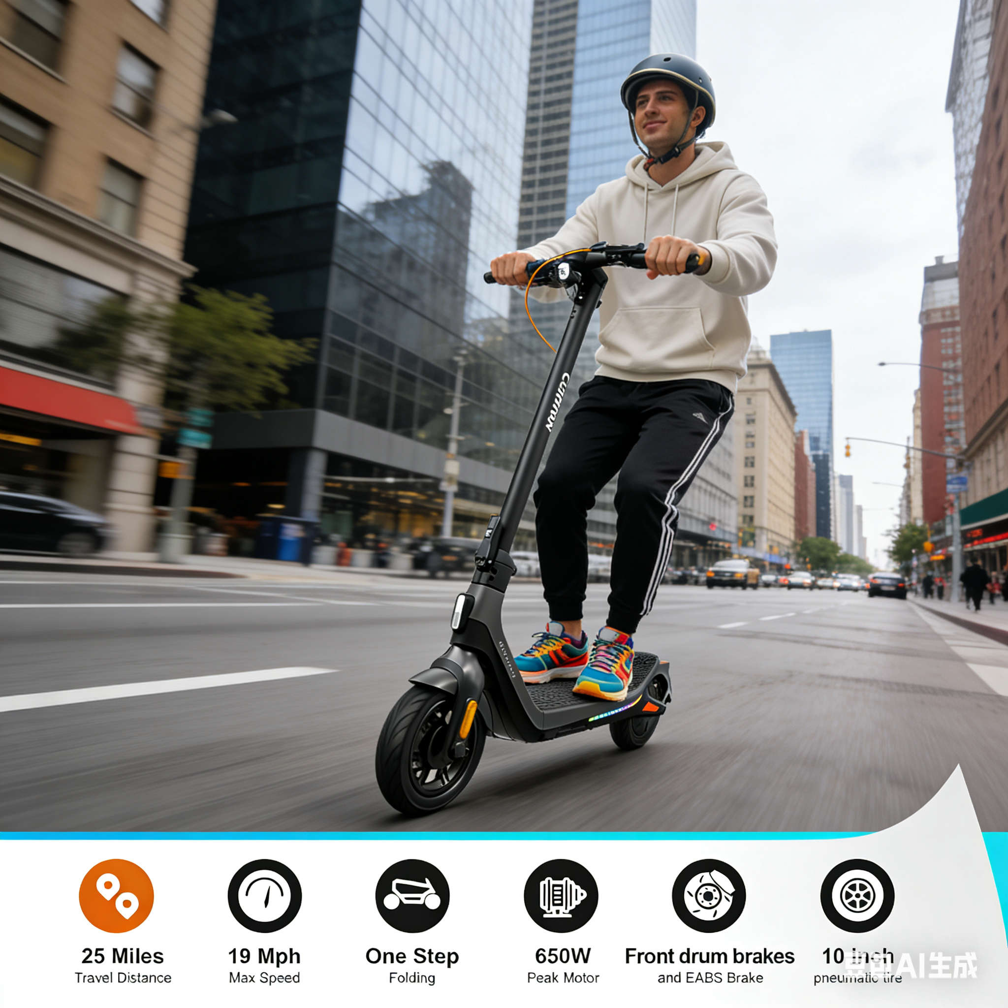 Electric Scooter RS-300 30MPH Foldable Long Range