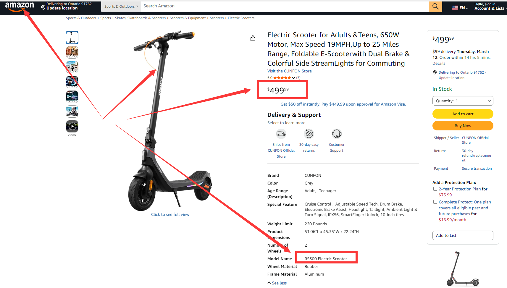 Electric Scooter RS-300 30MPH Foldable Long Range