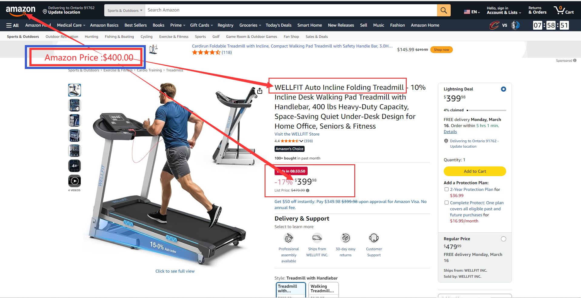 WELLFIT Auto Incline Treadmill