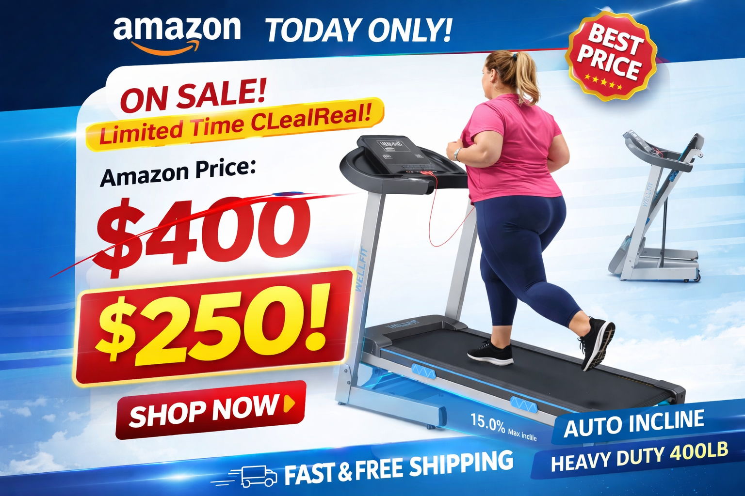 WELLFIT Auto Incline Treadmill
