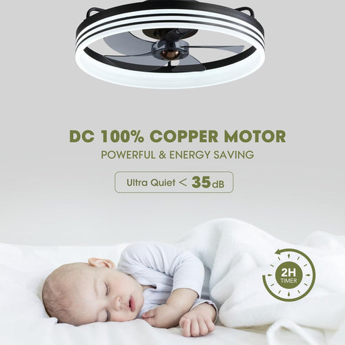 20" Modern Ceiling Fan with LED Light – Remote Control