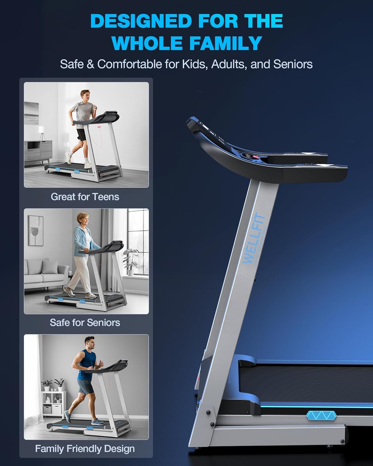 WELLFIT Auto Incline Folding Treadmill