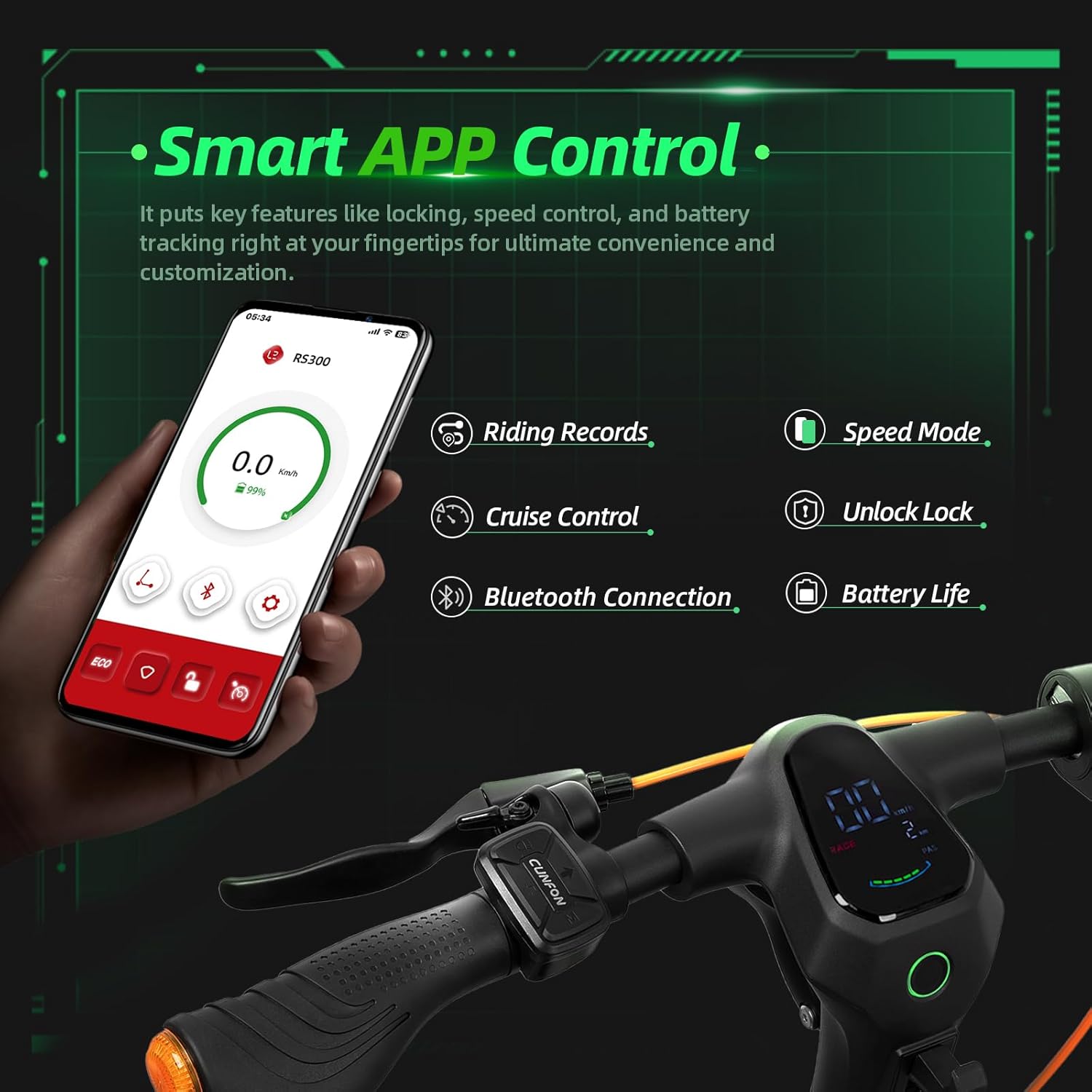 Electric Scooter RS-300 30MPH Foldable Long Range