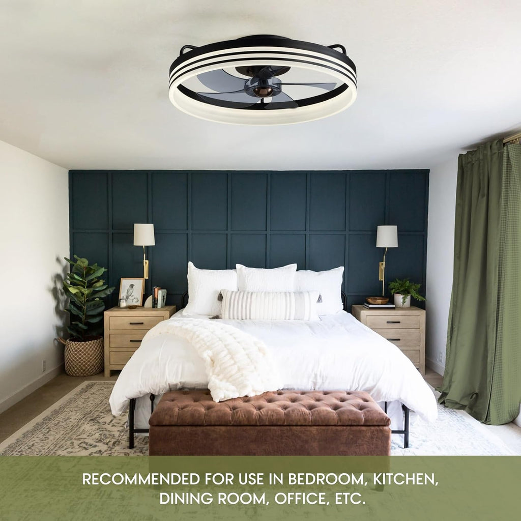20" Modern Ceiling Fan with LED Light – Remote Control