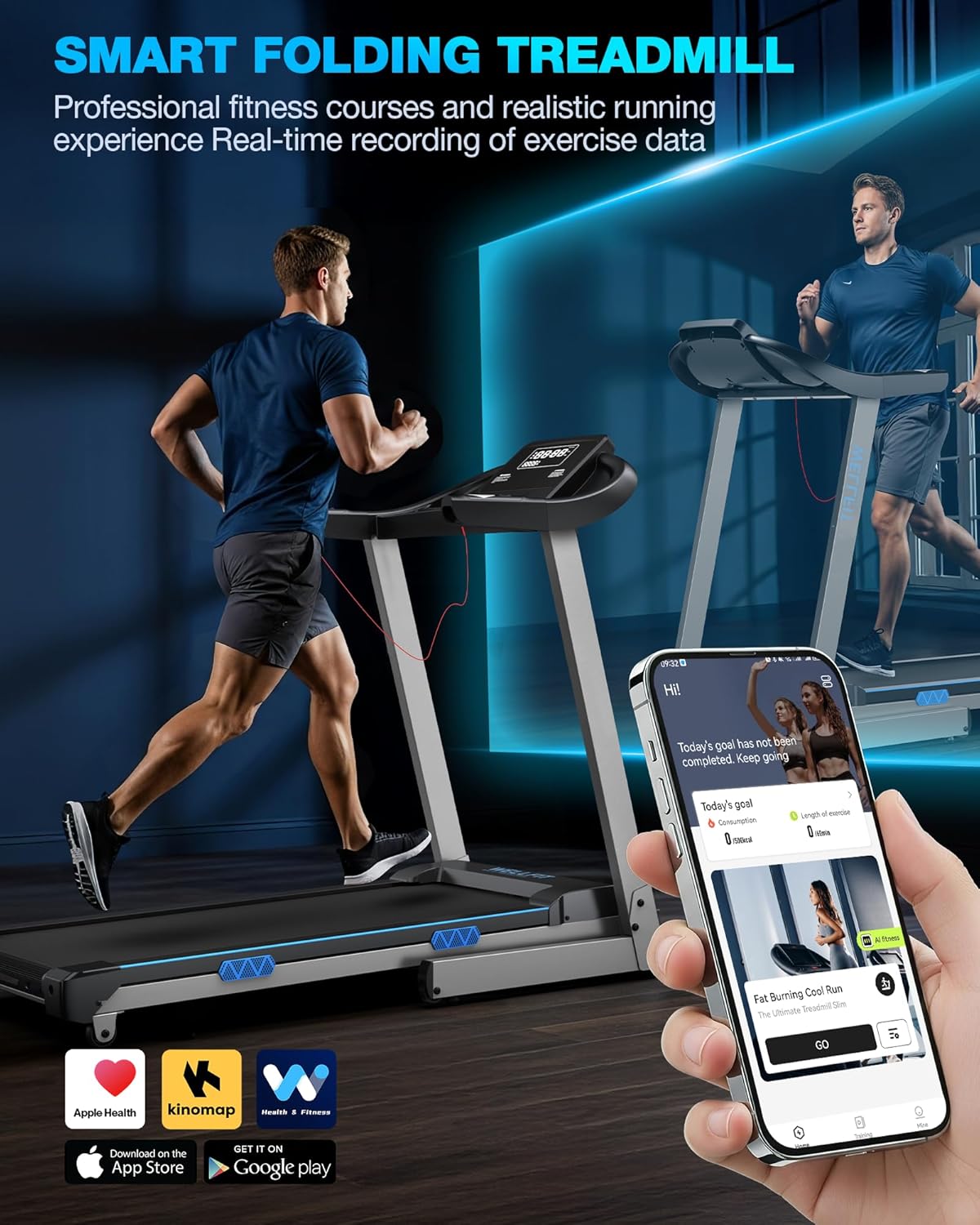 WELLFIT Auto Incline Folding Treadmill