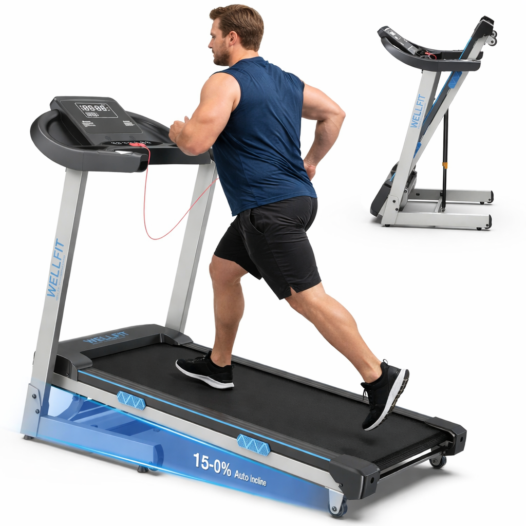 WELLFIT Auto Incline Folding Treadmill